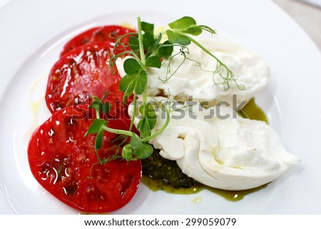 appetizer with tomato and buffalo cheese