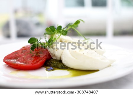 appetizer with tomato and buffalo cheese