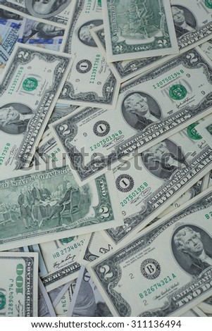 banknotes to two and one hundred USD