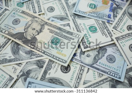 banknotes to twenty and one hundred USD