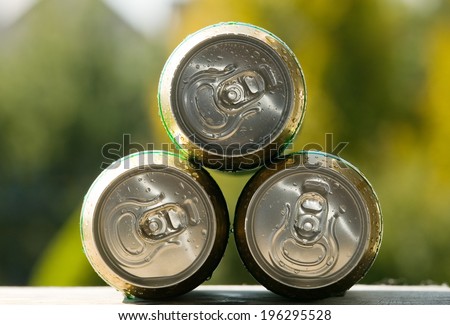 Metal beer can, unopened, alcohol and drink theme