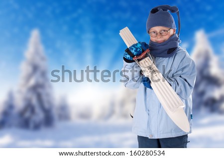 Skiing, skier, winter sports - portrait of happy young skier, snow and sun and fun