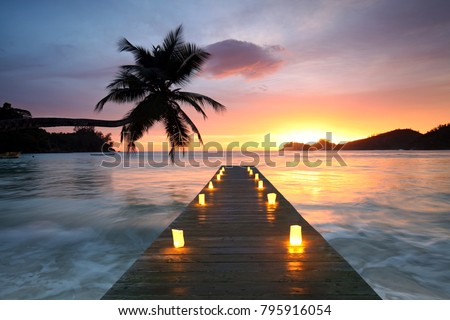 Similar – Image, Stock Photo Pier with lantern and crow