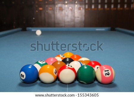 Pool balls ready to start a game