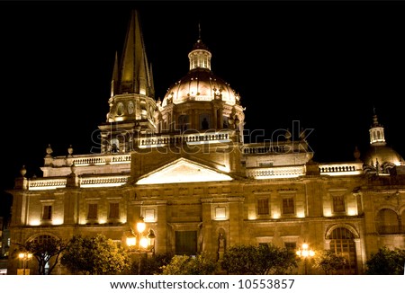 Cathedral of Guadalajara Mexico at Night