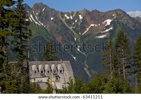 Mt. Baker Lodge Evergreens Red Snow Mountains Vista Point Mount Baker Highway Washington State Pacific Northwest