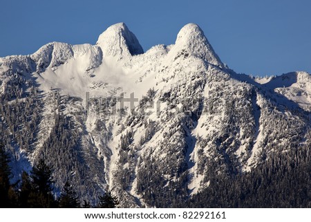 Vancouver Skyline Snowy Two Lions Snow Mountains British Columbia Pacific Northwest