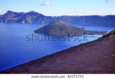 Blue Crater Lake Black Rim Wizard Island Oregon Pacific Northwest