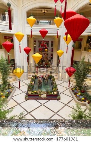 LAS VEGAS - FEBRUARY 15, 2014: The year of the horse is celebrated at the Palazzo during Chinese new year 2014.