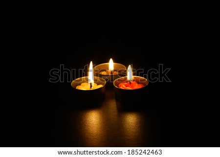 Candle lights in the dark