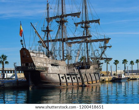 Famous traditional Spanish Galleon 16-18th. Century historical armada ship  Alicante Costa Blanca Spain Foto stock © 