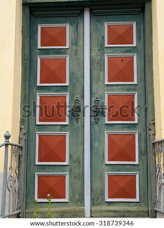 Bright vivid beautiful colors traditional classical painted front wooden door