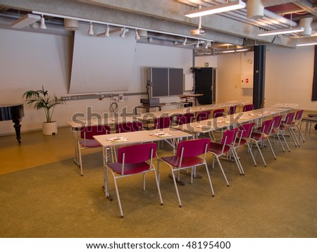 Conference meeting room auditorium with equipment ready for audience