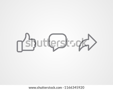 Abstract vector line icons design. Like, comment and share icon set. Social network signs.