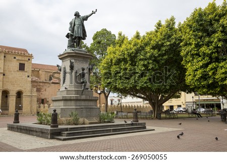 SANTO DOMINGO/DOMINICAN REPUBLIC-APRIL 2: Christopher Columbus square on april 2nd 2015 in the caribbean capital of santo Domingo, Dominican Republic. Columbus first reached land in Dom. Republic.