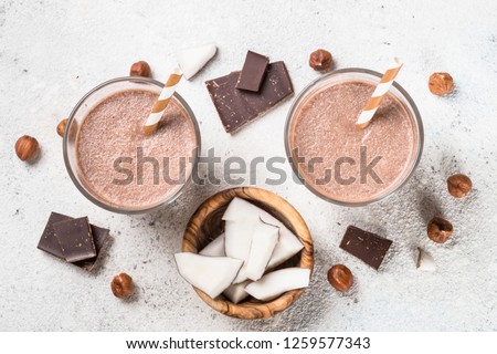 Similar – Image, Stock Photo Chocolate Smoothie in Coconut Bowl