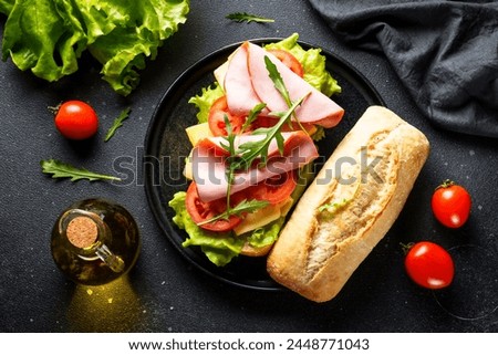 Similar – Foto Bild Ciabatta-Brot-Sandwich mit Pulled Pork und Gemüse