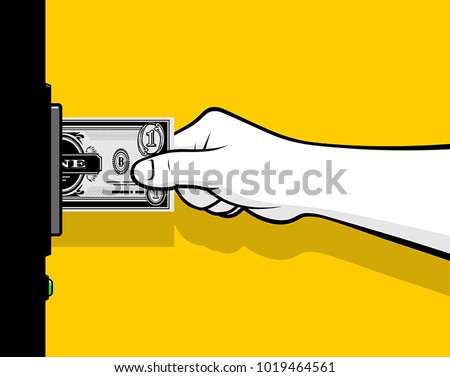 Hand inserting money in vending machine