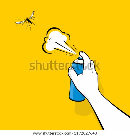 Man hand using insecticide to kill mosquito