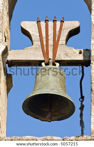 very old bell on chapel tower, Bordeaux, France