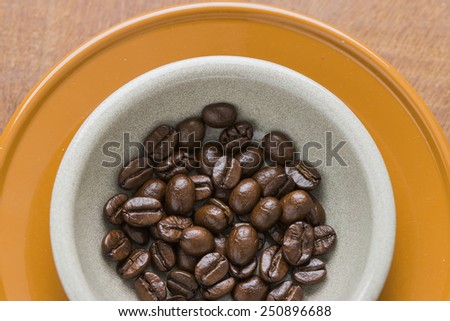 Coffee beans for espresso shot in a cafe or coffee shop.