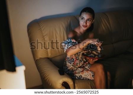 Similar – Image, Stock Photo Quiet evening atmosphere in the countryside in the sunny backlight