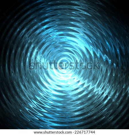 Abstract ripple in water with concentric circles. Droplet falling in blue water