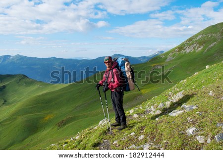 hiker with backpack in Georgia mountains