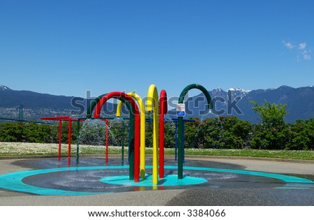 water park in Vancouver with mountain back drop