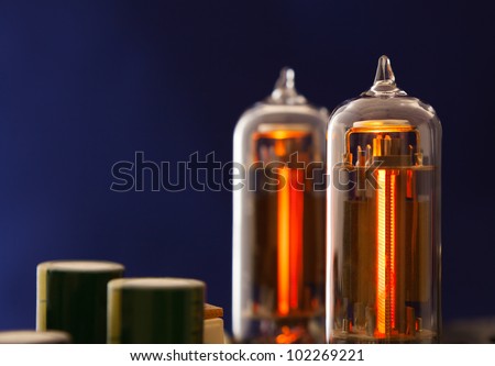 Two vacuum electron tubes