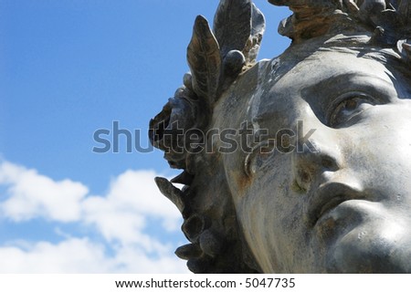 Detailed shot of a statue of a greek goddess