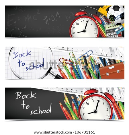 Back to school - set of vertical banners
