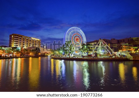 MALACCA, MALAYSIA - MARCH 23: Malacca eye on the banks of Melaka river on MARCH 23, 2014 in Malacca, Malaysia. Malacca has been listed as a UNESCO World Heritage Site since 7 July 2008.
