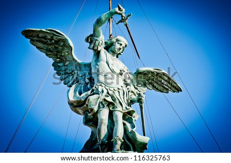 Archangel Michael a top of Castle of the Holy Angel, Rome, Italy