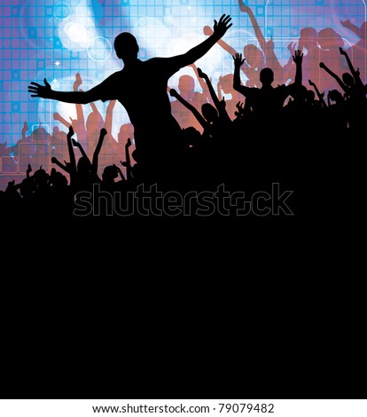 Large crowd of party people - vector background.