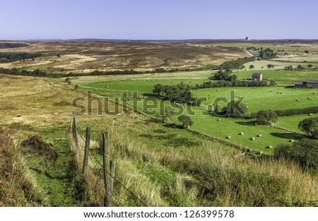 Goathland, Levisham, Yorkshire, UK. View of the North York Moors on a bright summer\'s day near the villages of Goathland and Levisham, Yorkshire, UK.