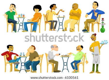 Cafe-Goers in Egypt-vector