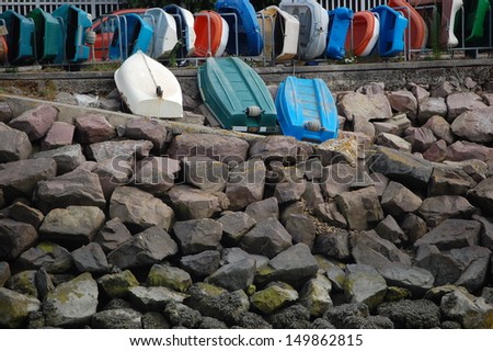 Boats lined up in Brittany
