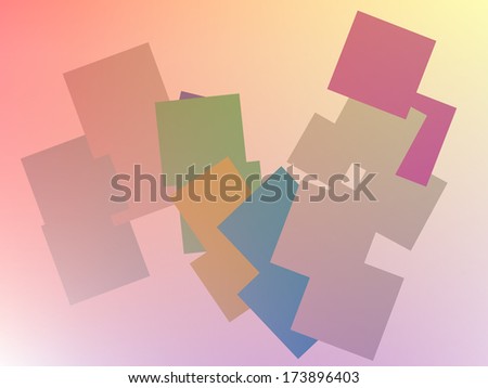 Random pastel colored squares on a graduated pastel background