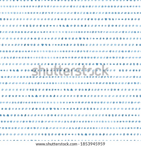 Seamless watercolor pattern in polka dot style. Cute blue and white striped print for textiles, home decor, packaging. Vector illustration.