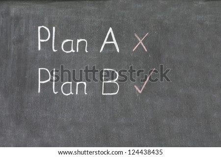 Plan A or Plan B choice written in chalk on an old school blackboard.