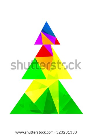 low poly christmas tree with copy space