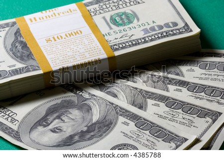 Stack of One Hundred Dollar Bills U.S.