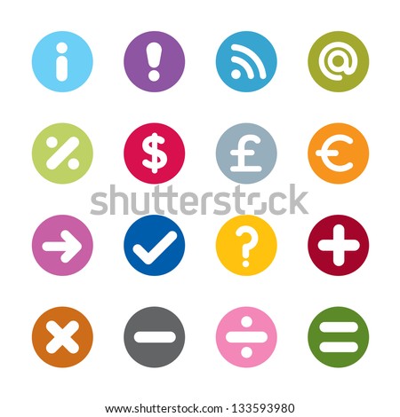 Set of modern  web universal icons. 16 different colors.