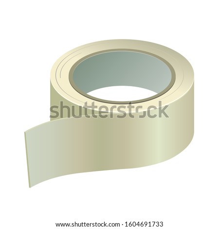 Gaffer adhesive sticky duct tape. Silver, gray fix plastic scotch roll. Vector