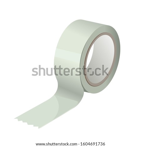 Gaffer adhesive sticky duct tape. Silver, gray fix plastic scotch roll. Vector