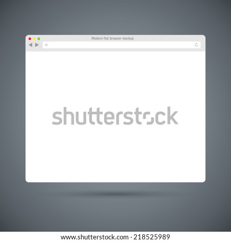 Simple flat browser window on dark background. Opened browser window template. Past your content into it.