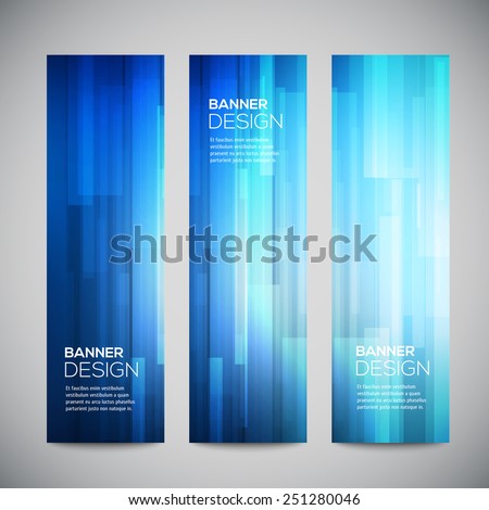 Blue low poly vector vertical banners set with polygonal abstract lines. Abstract vector polygonal bright background. Vector web buttons. Design vector elements