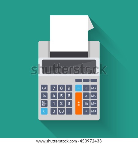 Adding counting machine, colorful illustration of calculator