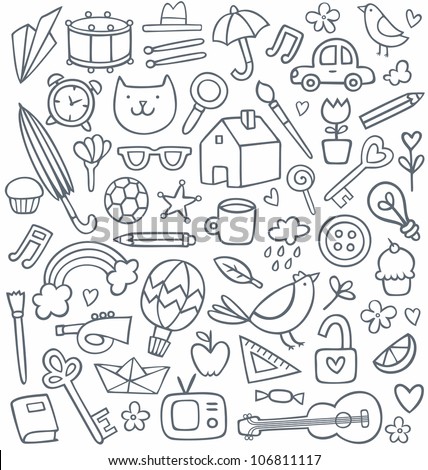 Vector Set Of 50 Different Doodles - 106811117 : Shutterstock